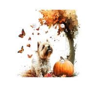 Fall Watercolor Cairn Terrier Dog Switch Cover Wall Plate 2 Gang Double Toggle, Autumn Maple Pet Electrical Faceplate for Bedroom Bathroom Decor, Puppy Standard Size Switchplate
