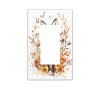 Fall Watercolor Fox Decorative Switch Cover 1 Gang Single Rocker, Autumn Wildflower Florals Switchcover Wall Plate, Animal Electrical Faceplate for Bedroom Living Room Decor