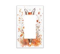 Fall Watercolor Fox Decorative Switch Cover 1 Gang Single Rocker, Autumn Wildflower Florals Wall Plate Cover, Standard Size, Animal Electrical Faceplate for Bedroom Living Room Decor