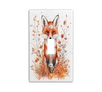 Fall Watercolor Fox Decorative Switch Cover 1 Gang Single Toggle, Autumn Wildflower Florals Wall Plate Cover, Standard Size, Animal Electrical Faceplate for Bedroom Living Room Decor