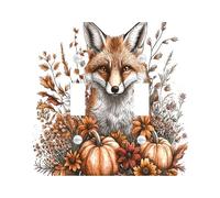 Fall Watercolor Fox Decorative Switch Cover Plate 2 Gang Double Toggle, Autumn Wildflower Pumpkin Electrical Faceplate for Bedroom Bathroom Decor, Animal Standard Size Switchplate