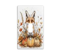 Fall Watercolor Fox Switch Cover Wall Plate 1 Gang Single Toggle, Autumn Wildflower Pumpkin Electrical Faceplate for Bedroom Bathroom Decor, Animal Standard Size Switchplate