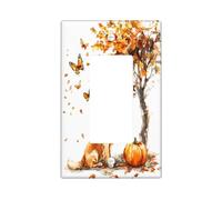 Fall Watercolor Golden Retriever Dog Decorative Switch Cover Plate 1 Gang Single Rocker, Autumn Maple Pet Electrical Faceplate for Bedroom Bathroom Decor, Puppy Standard Size Switchplate