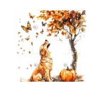 Fall Watercolor Golden Retriever Dog Decorative Switch Cover Plate 2 Gang Double Toggle, Autumn Maple Pet Electrical Faceplate for Bedroom Bathroom Decor, Puppy Standard Size Switchplate