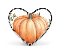 Fall Watercolor Pumpkins Badges Heart with Button Design, Personalized Picture Pin Brooches, Heart Badge Holders for Decorate Hat Shirt Clothing Bag Accessories