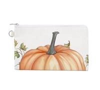Fall Watercolor Pumpkins Coin Purses with Zipper, Personalized Zero Wallet for Shopping, Small Makeup Pouches Bag for Travel, Card Organizer Case, Portable Canvas Change Purses