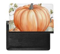 Fall Watercolor Pumpkins Passport Holder with 3 Card Slots, Portable PU Leather Travel Wallet, Slim Protective Cover for Passport, ID, Credit Cards