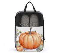 Fall Watercolor Pumpkins Shoe Bag Waterproof & Breathable Shoe Pouch for Travel, Portable Carry Case for Sports Sneakers, Gym, Vacation