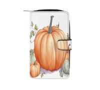 Fall Watercolor Pumpkins Wallet Multifunctional Leather Wallets for Men Compact Long Wallet Credit Card Holder Passport Bag