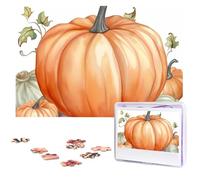 Fall Watercolor Pumpkins Wooden Puzzles 1000 Pieces Personalized Jigsaw Puzzle For Adults Interesting Custom Photo Puzzles Gift For Holiday Birthday Wedding Anniversay