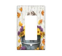Fall Weimaraner Dog Decorative Light Switch Cover Wall Plate 1 Gang Single Rocker, Autumn Wood Flower Leaf Electrical Faceplate for Kitchen Bathroom, Puppy Switchcover Decor