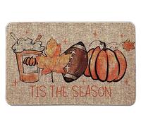Fall Welcome Door Mat Tis The Season Outdoor Rug Football Pumpkin Doormat Entrance Rugs Autumn Farmhouse Home Kitchen Bathroom Decorations Floor Front Door Mats