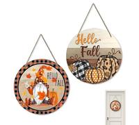 Fall Welcome Sign - Gnome and Pumpkin Design - 20x20 cm Autumn Decor with Hanging Rope - Perfect for Front Door, Porch, Garden, or Home - Ideal for Thanksgiving and Seasonal Decor