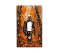 Fall Wild Chimpanzee Decorative Light Switch Cover Plate 1 Gang Single Toggle, Autumn Forest Leaf Scene Electrical Switchplate, Gorilla Faceplate for Kitchen Living Room Decor