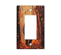 Fall Wild Chimpanzee Decorative Light Switch Cover Wall Plate 1 Gang Single Rocker, Autumn Forest Leaf Scene Electrical Switchplate, Gorilla Faceplate for Kitchen Living Room Decor