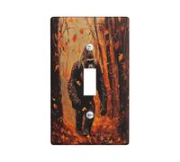 Fall Wild Chimpanzee Decorative Light Switch Cover Wall Plate 1 Gang Single Toggle, Autumn Forest Leaf Scene Electrical Switchplate, Gorilla Faceplate for Kitchen Living Room Decor