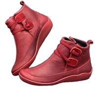 Fall Winter Ankle Boots for Women 2025 Vintage Casual Short Flat No Heel Lace Up Retro Leather Booties with Arch Support Slip On Comfortable Shoes