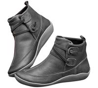 Fall Winter Ankle Boots for Women 2025 Vintage Casual Short Flat No Heel Lace Up Retro Leather Booties with Arch Support Slip On Comfortable Shoes