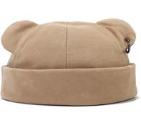 Fall Winter Beanie Hats for Women Men - Bear Ear Docker Cap with Iron Ring Decor Unisex Hip Hop Street Fashion Brimless Skull Cap Warm Thickened Worker Sailor Rolled Cuff Hat (Khaki)