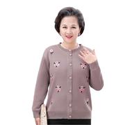 Fall Winter Cardigan Sweaters For Elderly Mum Warm Cosy Button Knitted Jackets Senior Womens Velvet Sweatercoat Jumpers(Camel,XL)