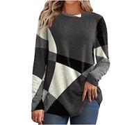 Fall Winter Fleece Tops for Women UK 2024 Casual Long Sleeve Crewneck Pullover Shirts Dressy Trendy Geometric Print Blouse Ladies Elegant Color Block Sweater Jumper Tops