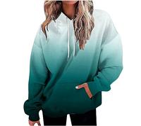 Fall Winter Hoodies for Women UK Casual Long Sleeve Drawstring Pullover Tops 2024 Dressy Oversized Sweatshirts Retro Gradient Floral Print Jumper Shirts Ladies Blouses with Pockets