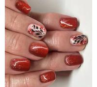 Fall Winter Red Brown Press On Nails Easy To Apply Reusable Artificial Fake Nails Comfortable For Daily Party Wedding Easy Apply False Nail
