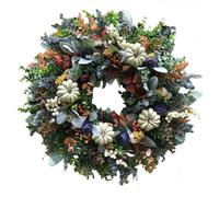 Fall Winter Wreaths for Front Door, Sunflower Autumn Wreath, Pumpkins and Burlap Bows, for Halloween Christmas Farmhouse Indoor Outdoor Outside Party Holiday Fashion Home Decor