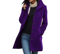 Fall Women's Trench Winter Warm Quilted Puffer Outerwear Double Breasted Jacket Belted Shoulder Slim Fit Jackets Elegant Pea Coats Casual Wool Blend Coat solid Lapel Collar Mid-Length