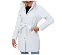 Fall Women's Trench Winter Warm Quilted Puffer Outerwear Overcoat Jackets Autumn Elegant Belted Shoulder Slim Fit Pea Coats Casual Classic Notched Lapel Collar Coat Outcoat with Pockets