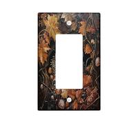 Fall Woodland Hedgehog Decorative Switch Cover 1 Gang Single Rocker, Autumn Forest Maple Leaf Wall Plate Cover, Standard Size, Animal Electrical Faceplate for Bedroom Living Room Decor