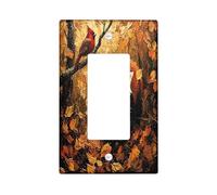 Fall Woodland Red Panda Decorative Switch Cover Plate 1 Gang Single Rocker, Autumn Forest Cardinal Electrical Faceplate for Bedroom Bathroom Decor, Animal Standard Size Switchplate