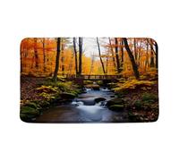 Fall Woodsnature Landscape Waterfall Tree Autumn Scenery Yellow Door Mats Washable Bath Rug Non-Slip Barrier Mat For Patios Entrance Entryway 40X60Cm