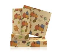 Fall Wrapping Paper - Pumpkin Maple Leaf Print Autumn Thanksgiving Gift Wrap Kraft Paper, 4 Sheets Folded Flat Harvest Fruit Orange Christmas Art Papers for Men Women DIY Crafts Gift Packing