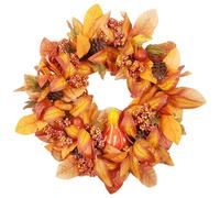Fall Wreath, 20 Inch Pumpkin Berry Maple Wreath Decorations, Autumn Decoration for Harvest Festival Front Door Mantel Fireplace Wall Window Entrance Porch Apartment Office Coffee Shop