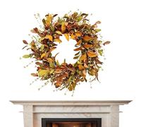 Fall Wreath,21.65inch Fall Door Wreath - Leaves Design Signs Seasonal Decorations for Porch Wall Fireplace Window Farmhouse Holiday Christmas Halloween
