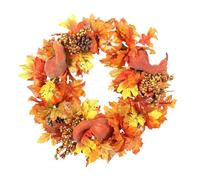 Fall Wreath - 50cm Pumpkin Maple Leaf Garland, Decorative Autumn Floral Ring, Vibrant Harvest Design | Outdoor Front Door Porch Wall Welcome Sign for Halloween Christmas Spring Seasonal Events