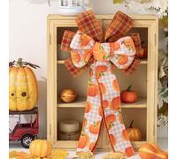 Fall Wreath Bows,Autumn Harvest Orange Bows for Wreath,Farmhouse Bows for Front Door,Pumpkin Bow Tree Topper,Autumn Ribbon Bows for Indoor Outdoor Decoration Wreath Ornament Supplies