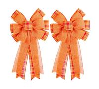 Fall Wreath Bows, Bow With Orange Buffalo Plaid Burlap, Halloween Tree Topper, With Rustic Autumn Charm And Reusable, 25x3.5x48cm, For Home, Kitchen, Farmhouse, Front Door, Autumn