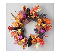 Fall Wreath, Fall Harvest Wreath with Artificial Maple Leaves Pumpkin Pine Cones and Berries Fall Harvest Wreath for Front Door Autumn Indoor Outdoor Decor-Outside Diameter 60CM Wreath D Sty