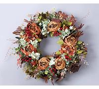Fall Wreath for Front Door Artificial Peonies Autumn Winter Wreaths for Front Door Outside Wall Or Window Décor (Brown)