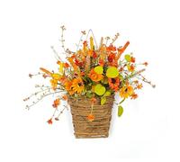 Fall Wreath for Front Door, Autumn Flower Basket Door Hanging Basket, Artificial Sunflower Wreath Wall Hanging Rattan Basket for Indoor Outdoor Porch Window Wall Thanksgiving Harvest Decor