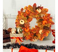 Fall Wreath Front Door Wreath with White Orange Pumpkins