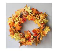 Fall Wreath Halloween Wreath,Autumns Harvest Wreath With Artificial Maple Leaves Fall Harvest Wreath For Front Door Autumn Thanksgiving Day-Outer diameter 50CM wreath A