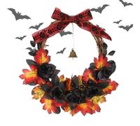 Fall Wreath, Halloweens Window Decoration, 16 Inch Realistic Maple Leaves Berry Design for Halloween, Indoor, Outdoor, Fireplace, Mantle, Window, Table, Kitchen, Porch, Party Use