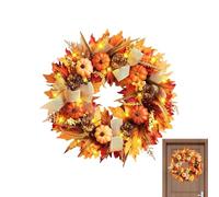 Fall Wreath Outdoor,17.72Inches Fall Front Door Garland - Garland Festive Wreath for Mantle Holiday Indoor Home Winter Outdoor Wall Kitchen Activities