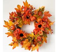 Fall Wreaths for Front Door 22 Inch, Fall Wreath with Pumpkin Maple Leaf Berry, Autumn Wreath for Thanksgiving Harvest Festival Decorations Indoor and Outdoor