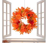 Fall Wreaths for Front Door 50cm Realistic Sunflower Maple Leaves