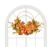 Fall Wreaths For Front Door - Artificial Maple Leaves Pumpkin Berry Decor
