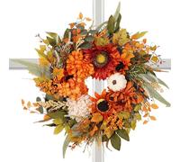 Fall Wreaths for Front Door | Artificial Sunflowers Berries Wreath,Farmhouse Decorative Welcome Sign Seasonal Holiday Harvest Garland for Outdoor Indoor Porch Window Wall Decor
